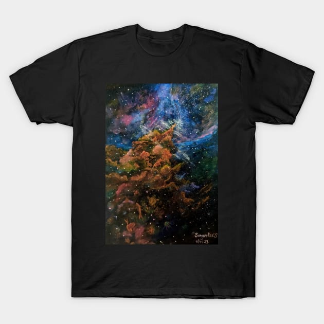 The mystic mountain nebula -The evolution T-Shirt by Sangeetacs